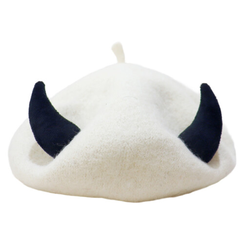 French Styles Devil Horn Hat Winter Warm-White black horn