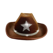 Sparkling Rhinestones Star Cowboy Hats For Kids-Deep Coffee