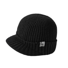 Winter Headwear With Ear Flaps Stylish Ribbed Soft Warm-Black
