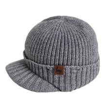Trendy Cable Knit Equestrian Winter Hat Double Layered Ear-Gray