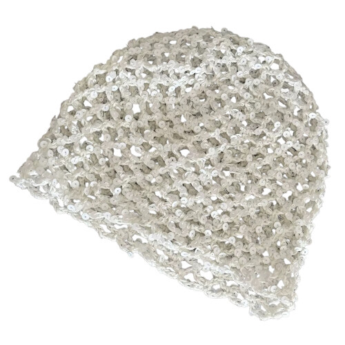 Shimmering Pullover Hat Comfortable Hollowed Brimless Hat-White