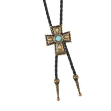 High Grade PU Leather Long Necklace Golden-Ancient bronze