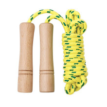 Ergonomic Design Jump Rope, Wooden Handle Soft Cotton Rope Adjustable Length for Outdoor Activity, Fitness Workout Promoting Versatile Use and Heart R