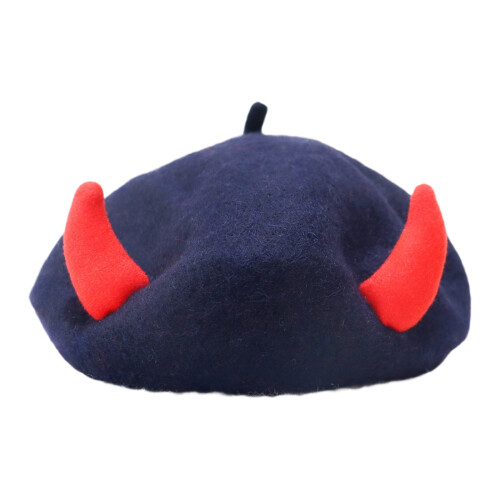Popular Devil Horn Painter Hat Warm Wool-Navy blue red horn