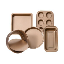 5Piece Carbon Steel Nonstick Bakeware Set, Oven Safe Baking Pans for Cake Pizza Mousse