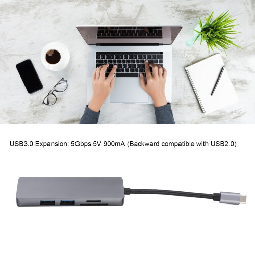 Type C Docking Station for Laptops & Tablets, 4K Support, Dual Card Reader 2