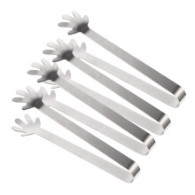 Stainless Steel Ice Tongs Set of 4 Cartoon Design for Sugar Cubes, Snacks, Parties and Buffets
