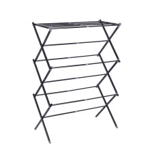 Foldable Laundry Drying Rack Telescopic Iron FloorStanding for Bedroom and Laundry Black 41x16x14in