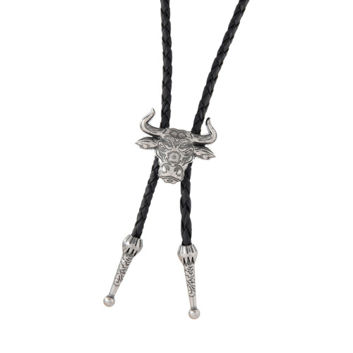 Fashionable Adjustable Frontier Bolo Tie Metal-Ancient silver