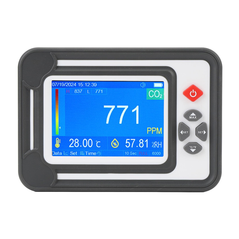 White Co2 Detector With Temperature And Humidity Display, Indoor Air Quality Monitor For Home Or Greenhouse,