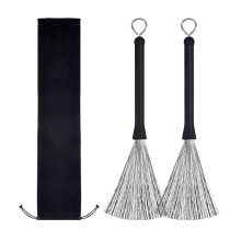 Retractable Drum Wire Brushes Pair with Ergonomic Grip and Loop End for Jazz Drum Set