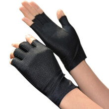 Women Sunblock Fingerless Gloves Wrist Length Sun Block-Black