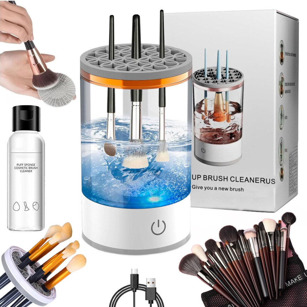 Electric Makeup Brush Cleaner and Dryer with 3in1 Care, 7000 RPM Deep Clean, USB Fast Charging