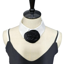 Flower Stand Collar False Pointed Collar Neckwear For-Black