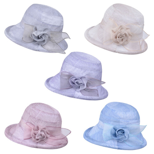 Fisherman Hat Foldable Sun Hat With Feminine Flower Touch-Blue 1