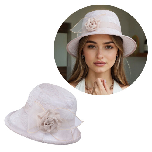 Fisherman Hat Foldable Sun Hat With Feminine Flower Touch-Blue 2