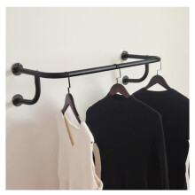 Industrial Pipe Clothes Rack Wall Mounted Clothing Display Stand for Closet Storage Black 60x35x15cm
