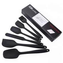 6pcs Heat Resistant Silicone Spatula Set Non Stick Baking Utensils Black