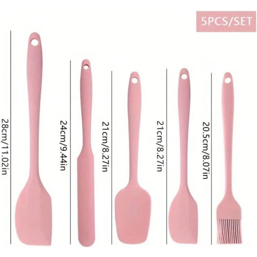 6pcs Heat Resistant Silicone Spatula Set Non Stick Baking Utensils Black 2