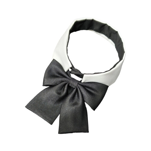 Faux Collar with Black Bowtie Front Lapel Blouse Detachable
