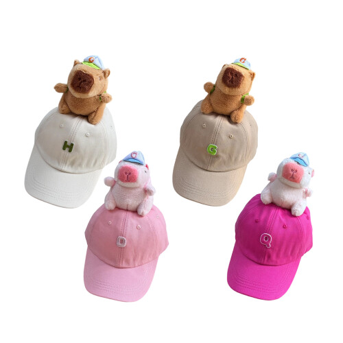 Embroidered 3D Plush Capybara Baseball Hat for-Rose Red child 1