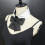Faux Collar with Black Bowtie Front Lapel Blouse Detachable 7