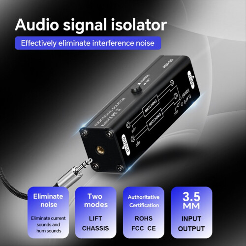 Audiosignaalisolator 3,5 mm geluidsinterfacefilter AUX passief voor thuisgebruik 2