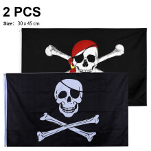 Set Of Pirate Flags With Canvas Header, High-Quality Polyester Material Ensures Durability And Fade Proof Colors, Brass Lock Rings For Easy Installati