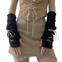 1pair Fashion Casual Sleeve Gothicism Lolitas-Black Pink.