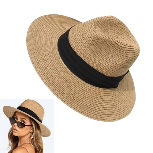 Popular Straw Hat Sun Protective Hat Wide Brims-Milk white 2