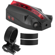 Luz trasera para bicicleta portátil y ligera, luz trasera LED compacta con 5 LED rojos súper brillantes, proyecta el símbolo de advertencia de