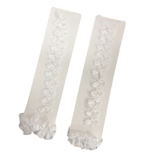 Anime Costume Fingerless Gloves Arm Sleeves With Bowtie-White