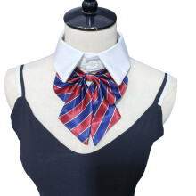 Stylish Blouse Collar Decorative Faux Collar-Red blue twill