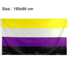 Nonbinary Pride Flag For Indoor Outdoor Use, Double Stitched Edges With Vibrant Bright Colors, Mighty-Locked Stitching Polyester Flag With Brass Gromm