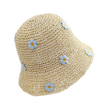 Casual Summer Hat Providing Sunshade For-Beige Blue Flower