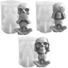 Molde reutilizable de calavera de Halloween, silicona de primera calidad para proyectos creativos de manualidades, fácil de desmoldar y limpiar.