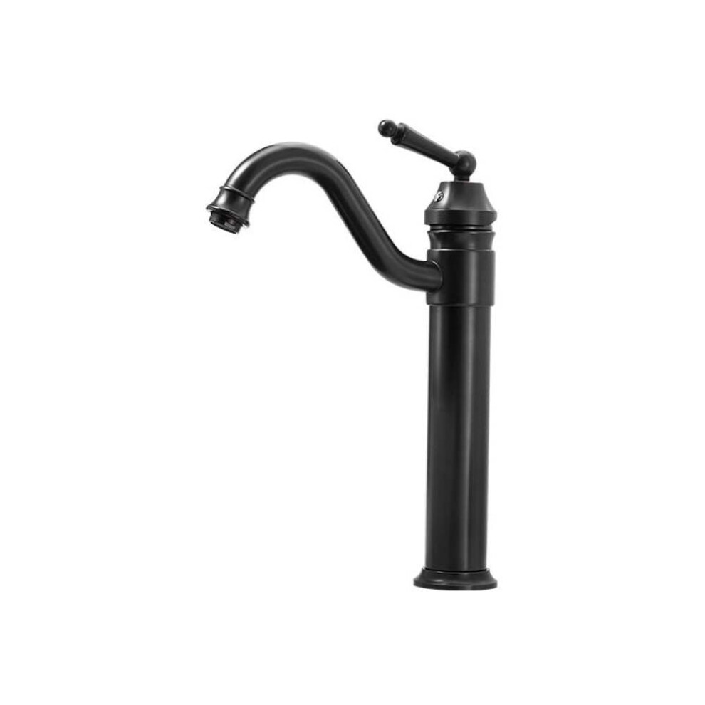 Bathroom Vessel Sink Faucet, Tall Faucet with Matte Black Finish Solid Brass Construction, Single Hole Deck-Mount Design with Pop Up Drain Assembly In-image-OPC-PNPSZK7-NEW