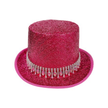 Steentjes Jazzy Hoed Volwassen Toneelvoorstellingen-Roze Rood