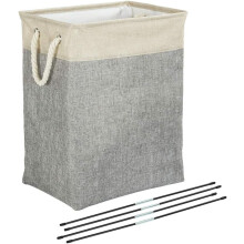 Paniers à linge autoportants avec barres détachables, en lin résistant, conception pliable pour un rangement peu encombrant, gris (42 x 31 x 50)