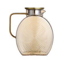Glass Water Carafe  Glass Jug with Lid 2.5 L, Jug for Fridge with Stainless Steel Lid for Juices Milk Coffee Cold Drinks for Home Restaurant Garden