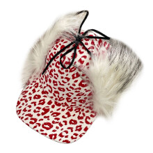Baseballpet met luipaardpatroon Opvouwbare oorklep Warme-Roze