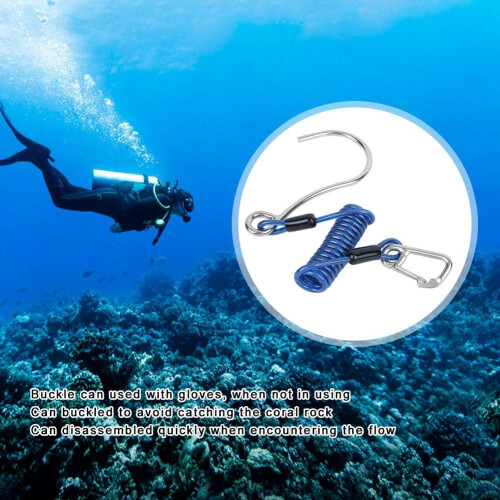Stainless Steel Diving Hook, Lost Proof Drift Diving Hook, Compact Diving Hook, Drift Diving Hook for Diving Accessories blue 1