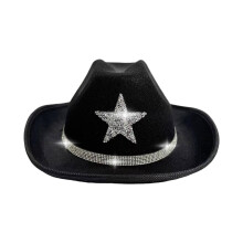 Kinderen Cowboy Hoeden Shining Star Strass Decors Fedora-Zwart
