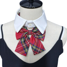 Multiuse Removeable Collar With Sweet BowTie For Women-Red grid