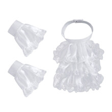 False Cuffs and Ruffled Lace Colonial Jabot Collar-White suit