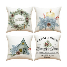 Linen Throw Pillow Cover for Winter Holiday Decorations, High Quality Material with Invisible Smooth Zipper, Machine Washable Rustic Pillow Cover for