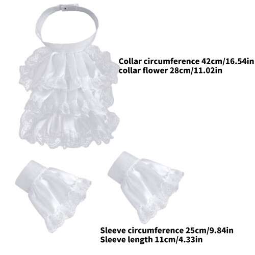 False Cuffs and Ruffled Lace Colonial Jabot Collar-White suit 2