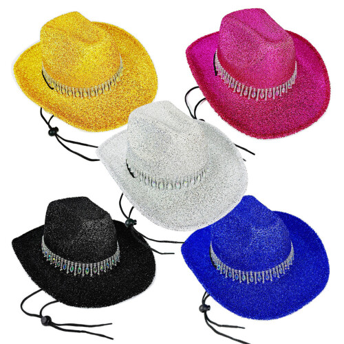 Glinting Panama Hat Studded Rhinestones Party Hat for-Silver 1
