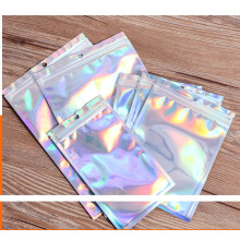 Pochette étanche holographique arc-en-ciel scintillante, en matériau de qualité alimentaire anti-odeurs pour ranger les bijoux