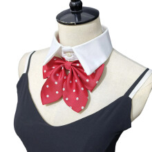Trendy Detachable Point Collar Charm Bowtie Neck-Wine red dots